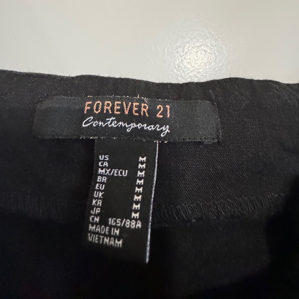 FOREVER 21 Black Linen Blend Button Down Midi Dress EUC - Picture 6 of 7